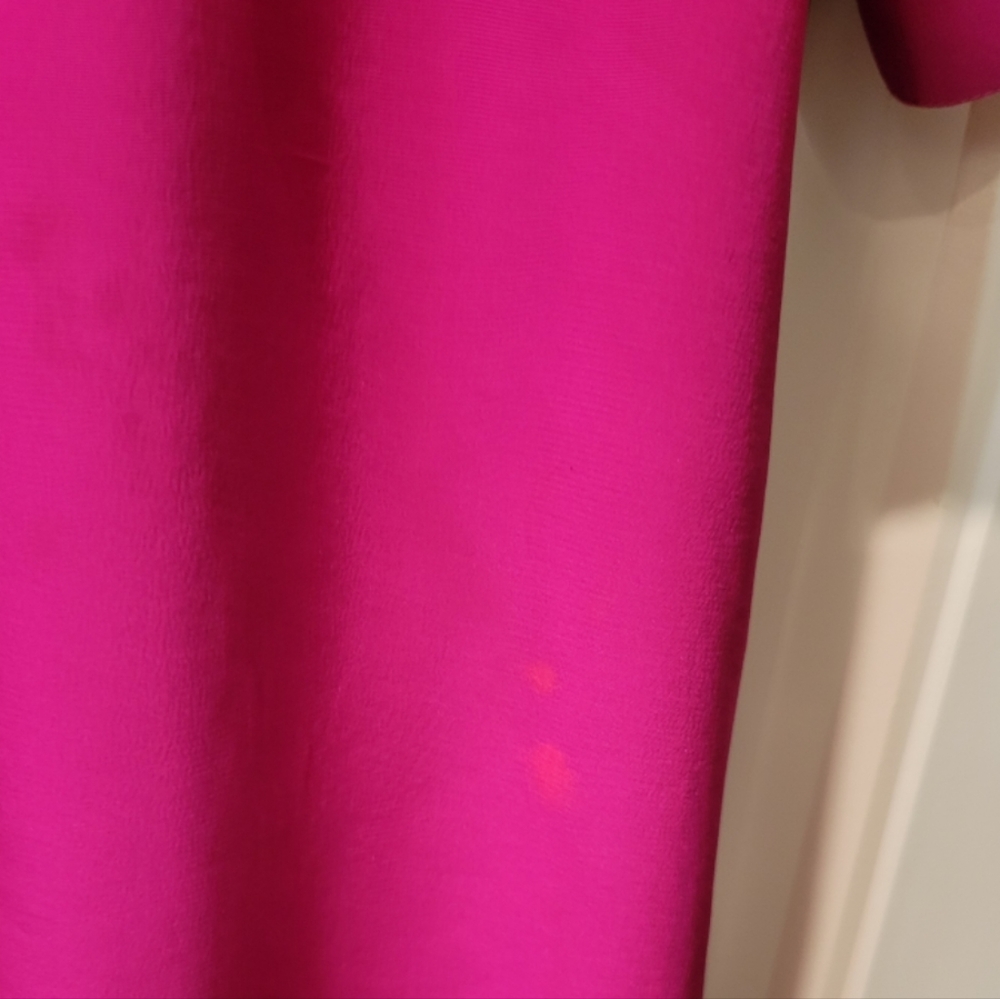 Halston III fushia neck scarf silk shirt dress 8 - Picture 6 of 11